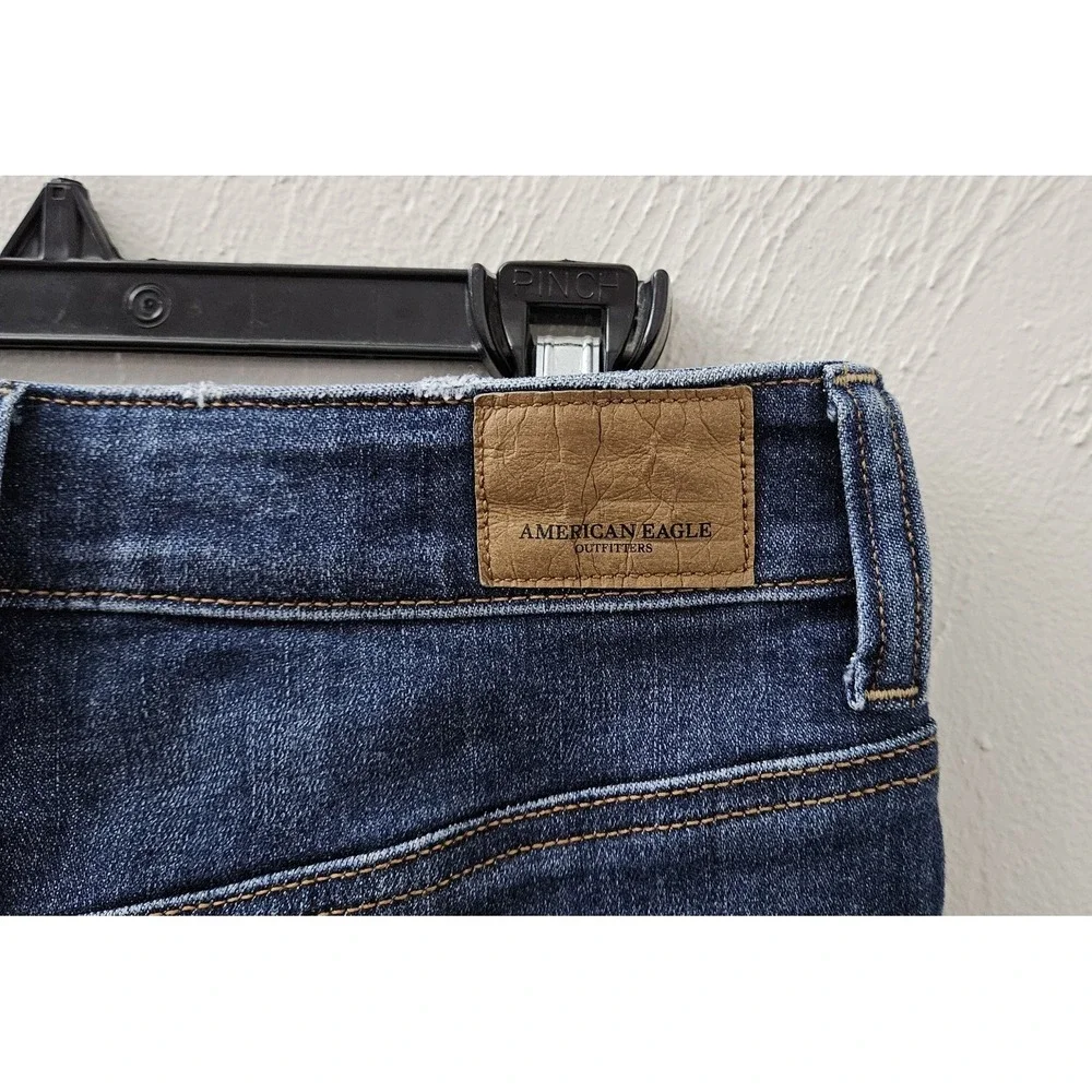 American Eagle Hi-Rise Mini Skirt‎ Side Zippers Blue Denim Cutoff Mini Size 0